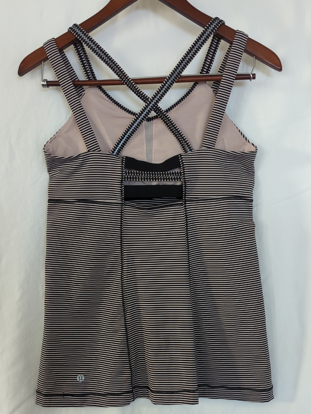 Lululemon Happy Strappy Tank Mini Pop Stripe Black Pink Size 10